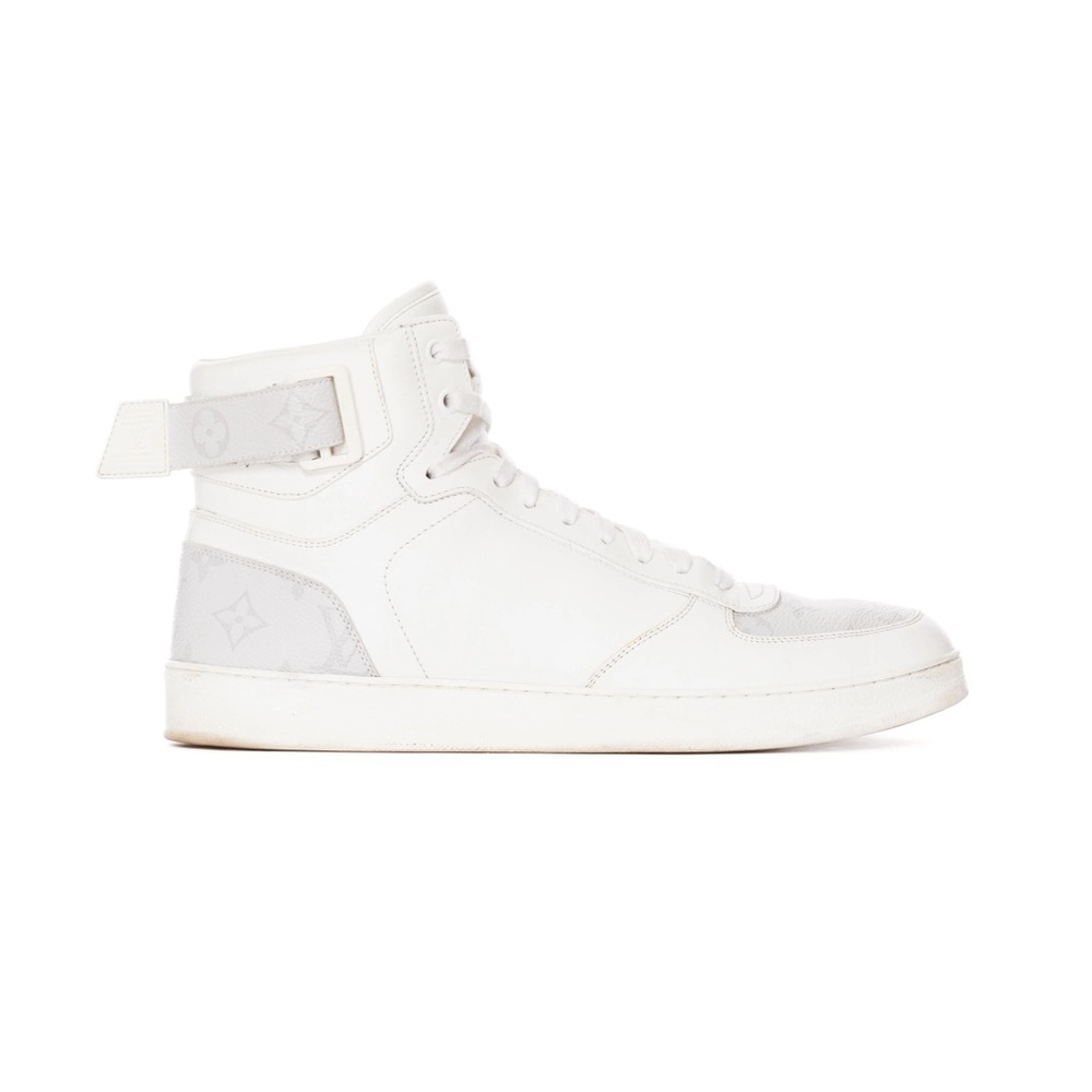 Louis Vuitton Rivoli White and Gray Leather Monogram High-Top Sneakers Men's 9